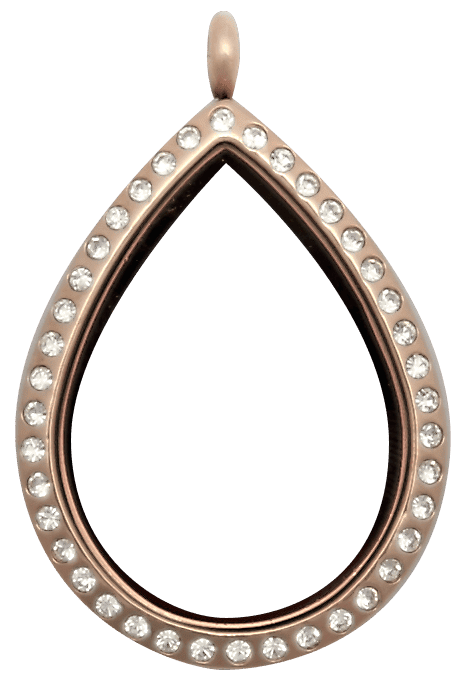 Rose Gold Standard Raindrop with Crystals Locket image 0