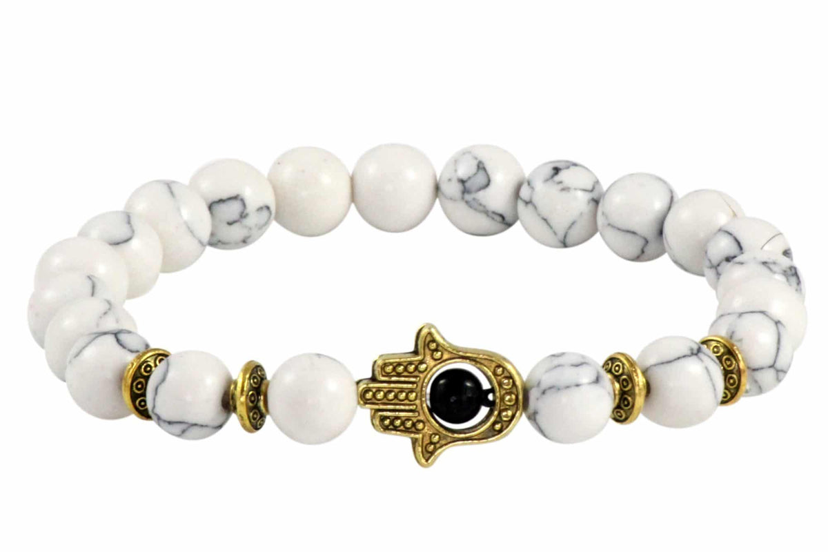 Balance Bead Bracelet-White Marble Howlite (CALMING-LOVE-PROTECTION) image 0