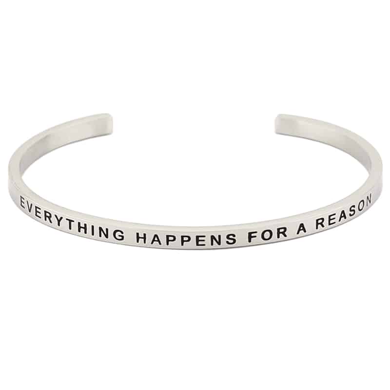 Mantraband Bangle-Everything Happens For A Reason (Silver) image 0