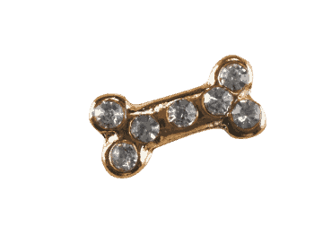 Dog Bone - Gold with Crystals image 0