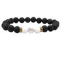 Balance Bead Bracelet-White Marble Howlite & Lava Stone  (CALMING-COMMUNICATION-HEALING) image 0