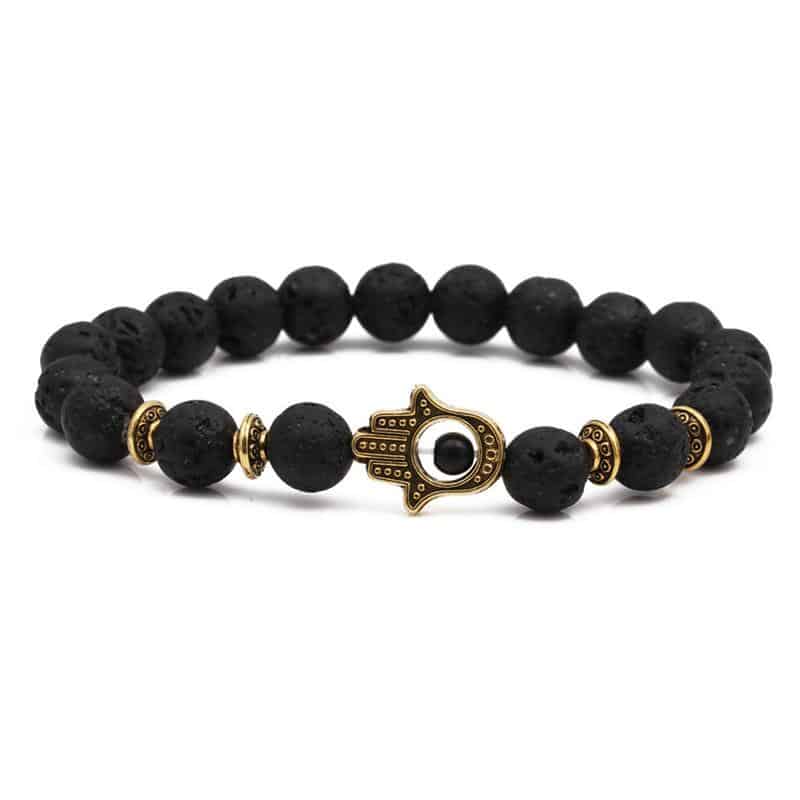 Balance Bead Hamsa Bracelet-Black Lava (STABILIZING-GROUNDING-PROTECTION) image 0