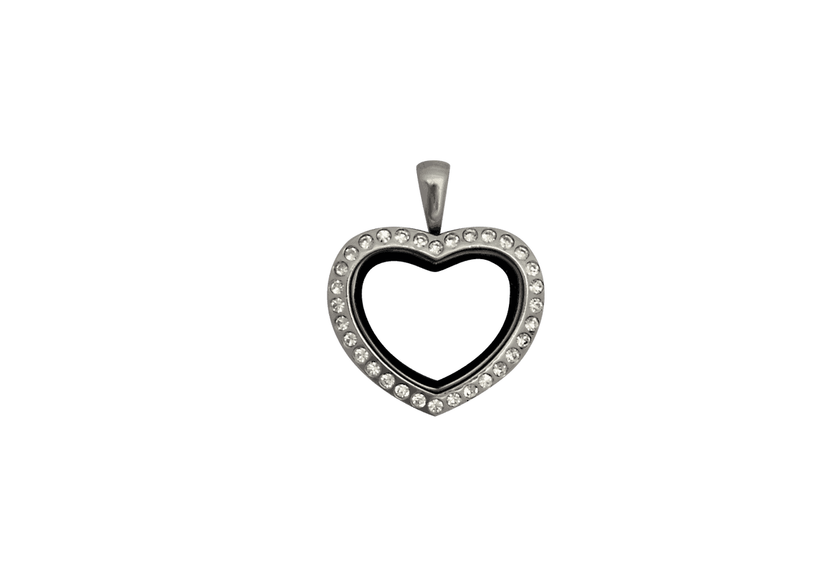 Locket Silver Medium Heart with Crystals image 0