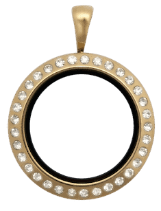 Locket Gold Medium Round with Crystals image 0
