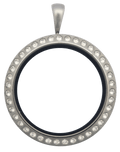 Silver Standard Round with Crystals Locket image 0