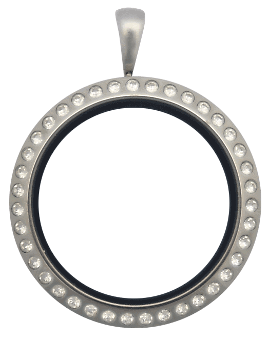Silver Standard Round with Crystals Locket image 0