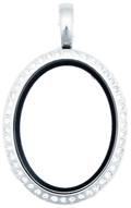 Locket Silver Standard Oval with Crystals image 0