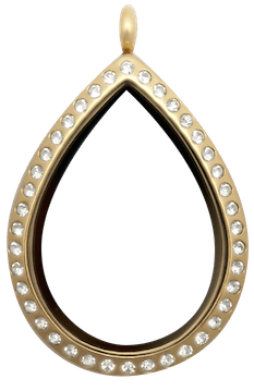 Locket Gold Standard Raindrop with Crystals image 0