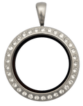 Locket Silver Medium Round with Crystals image 0