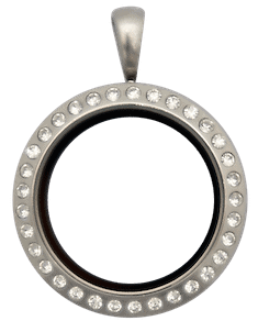 Locket Silver Medium Round with Crystals image 0