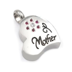 Urn Silver Heart Flower Crystal "Mother" image 0