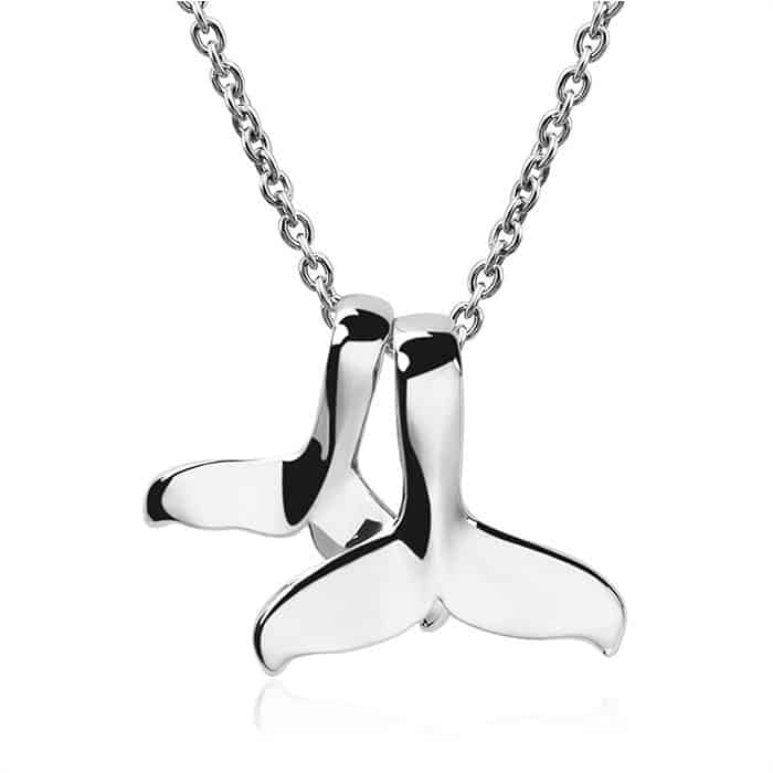 Necklace Spirit Animals Whale Tail-Silver image 0