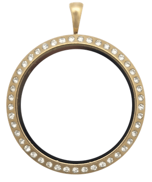 Locket Gold Full Size Round with Crystals image 0
