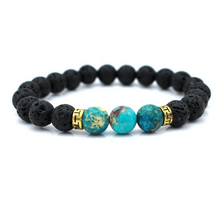 Balance Bead Bracelet-Blue Turquoise & Lava Stone (STRENGTH-COURAGE-REBIRTH) image 0