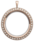 Locket Rose Gold Standard Round Prism with Crystals image 0
