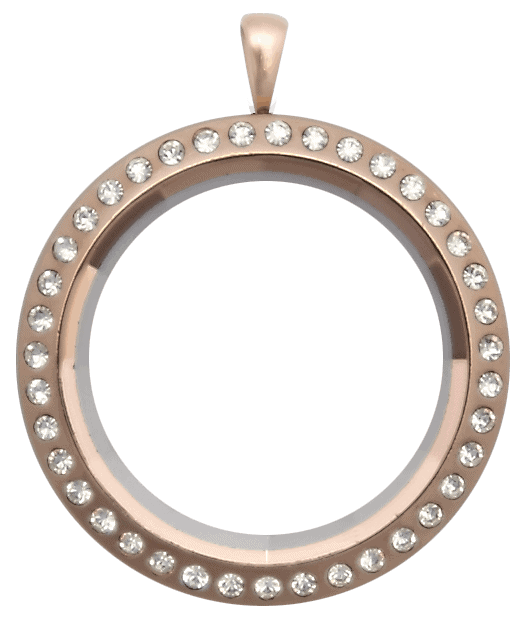 Locket Rose Gold Standard Round Prism with Crystals image 0