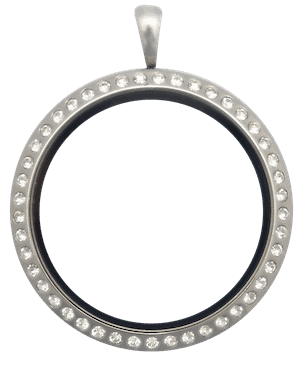 Locket Silver Full Size Round with Crystals image 0