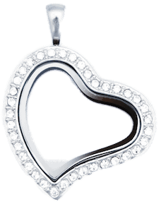 Locket Silver Standard Sweet Heart Crystals image 0