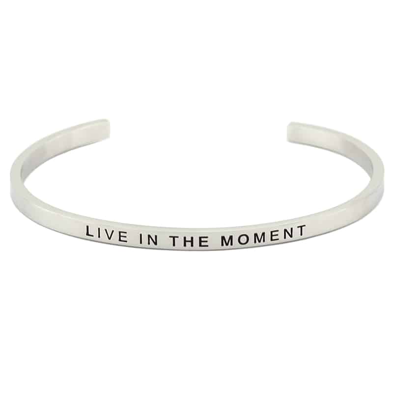 Mantraband Bangle Live In The Moment Silver image 1