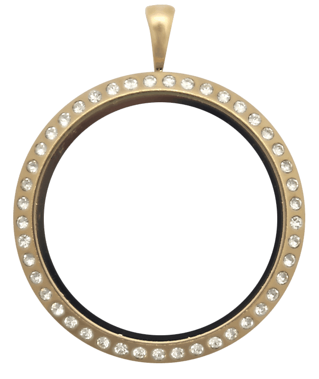 Gold Full Size Round with Crystals Locket image 0