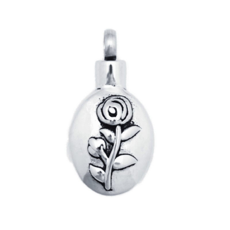 Urn Cremation Pendant-Silver Rose Stem image 0