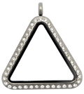 Silver Standard Triangle with Crystals Locket image 0
