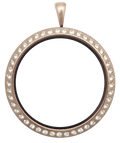 Rose Gold Full Size Round with Crystals Locket image 0