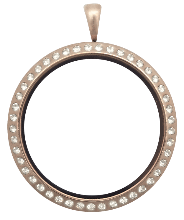 Rose Gold Full Size Round with Crystals Locket image 0