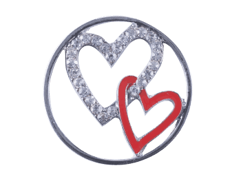Large Plate - 2 Joining Hearts 1 Crystal 1 Red image 0