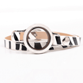 Locket Bracelet Zebra Print Leather (Gold or Silver Locket)
