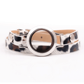 Locket Bracelet Leopard Print Leather (Gold or Silver Locket)