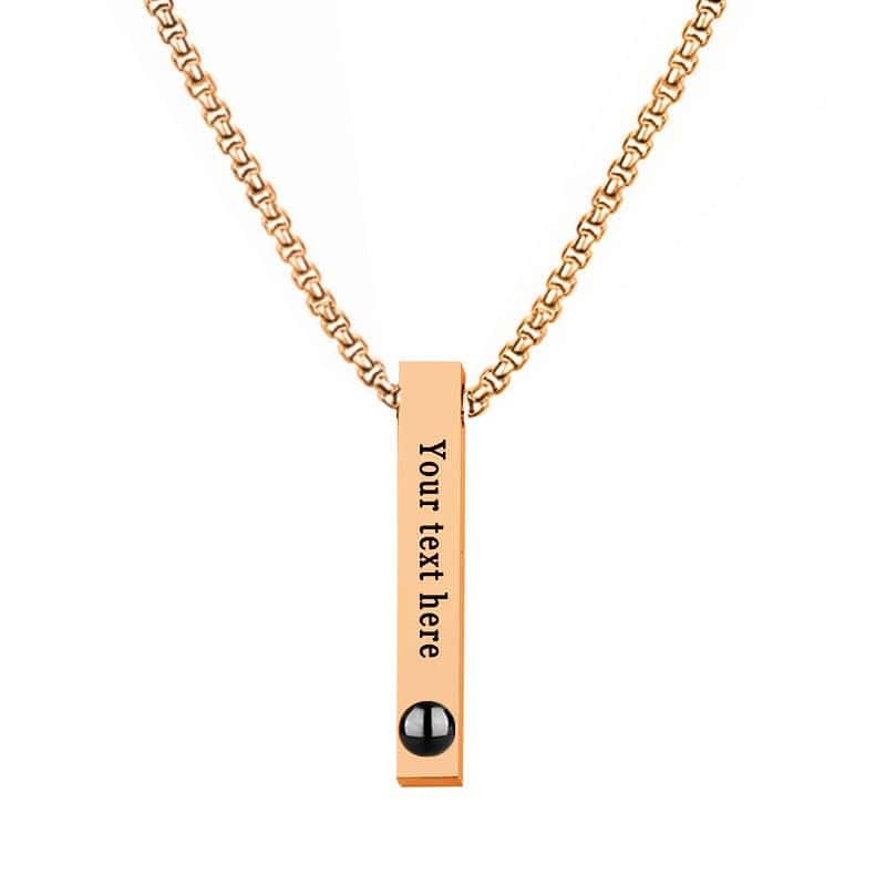 Projection Photo Engraved Vertical Cube Necklace