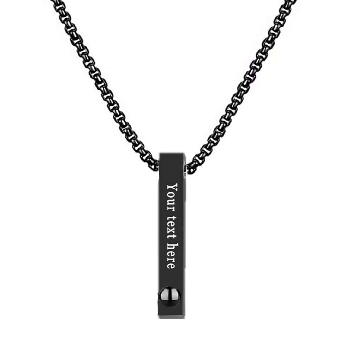 Projection Photo Engraved Vertical Cube Necklace