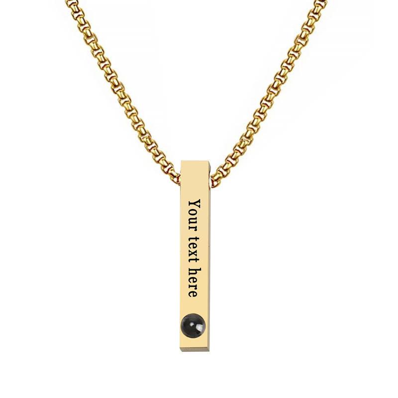 Projection Photo Engraved Vertical Cube Necklace