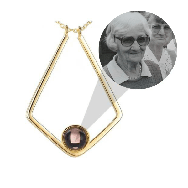 Projection Photo Diamond Shape Necklace