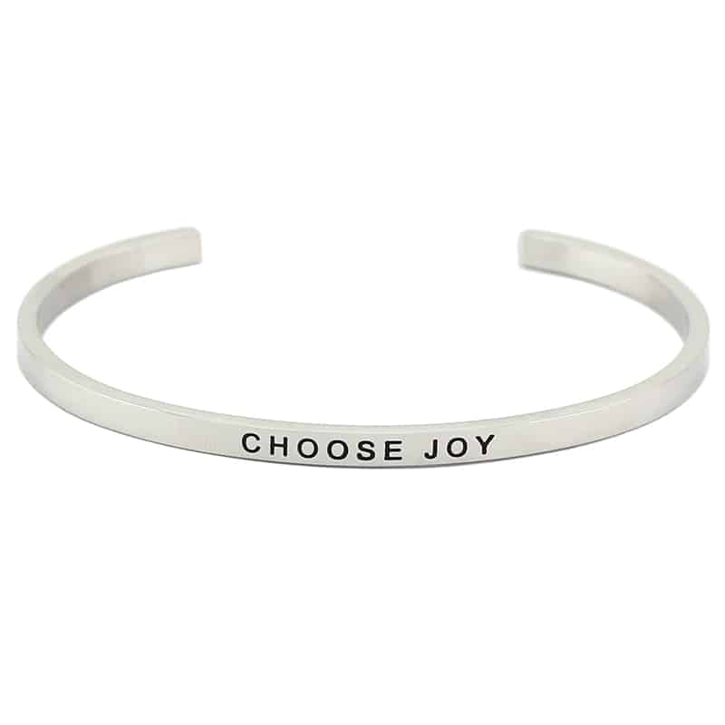 Mantraband Bangle-Choose Joy Silver image 0