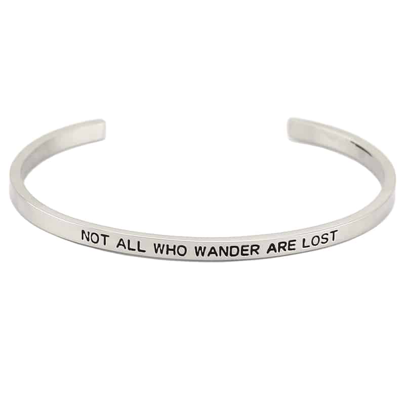 Mantraband Bangle-Not All Who Wander Are Lost (Silver) image 0