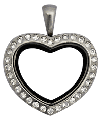 Locket Silver Medium Heart Crystal image 0