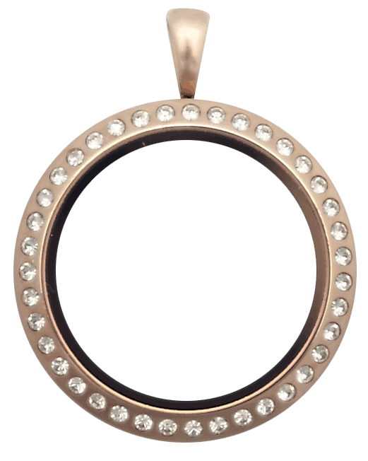 Rose Gold Standard Round with Crystals Locket image 0