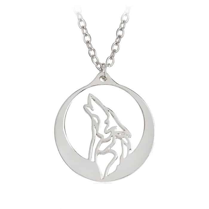 Necklace Spirit Animals-Howling Wolf Silver image 0