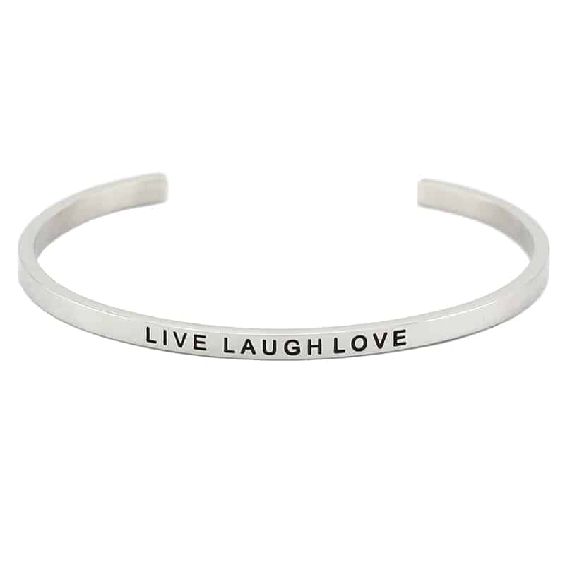 Mantraband Bangle Live, Love, Laugh Silver image 1