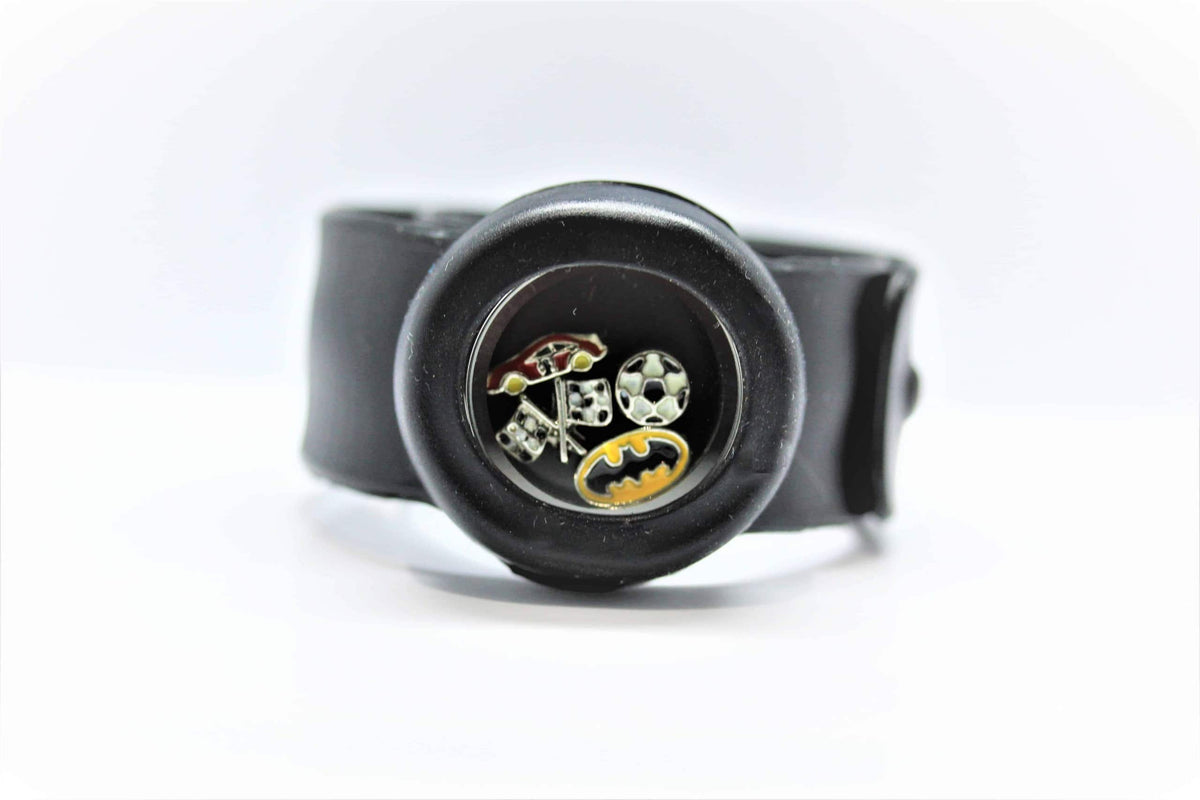 Bangle Slap & Snap Silicone Locket Band-Black image 1