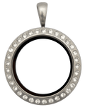 Silver Medium Round Crystal Locket image 0