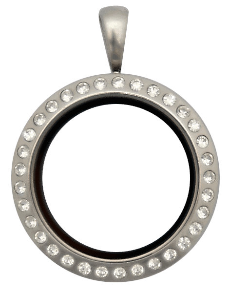 Silver Medium Round Crystal Locket image 0
