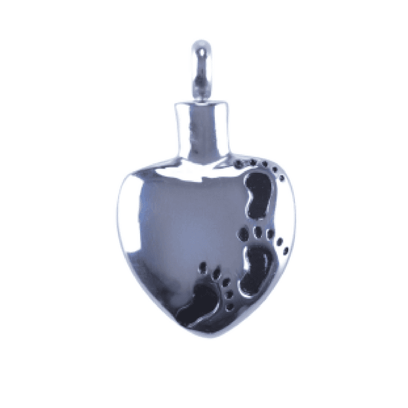 Urn Silver Heart Footprints image 0