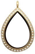 Gold Standard Raindrop with Crystals Locket image 0