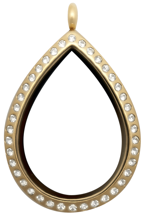 Gold Standard Raindrop with Crystals Locket image 0