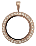 Rose Gold Medium Round with Crystals Locket image 0