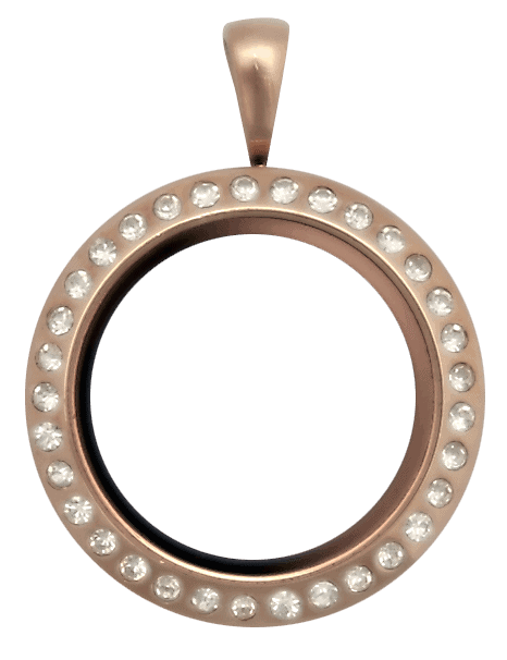 Rose Gold Medium Round with Crystals Locket image 0