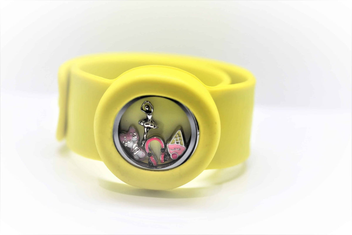 Bangle Slap & Snap Silicone Locket Band-Yellow image 1